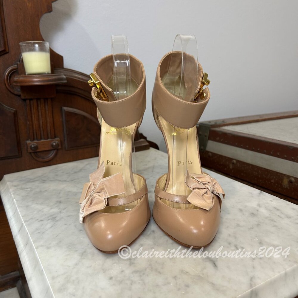Christian Louboutin Fetish 130 Nude Ankle Cuff Heels size 39 RARE - Picture 4 of 7